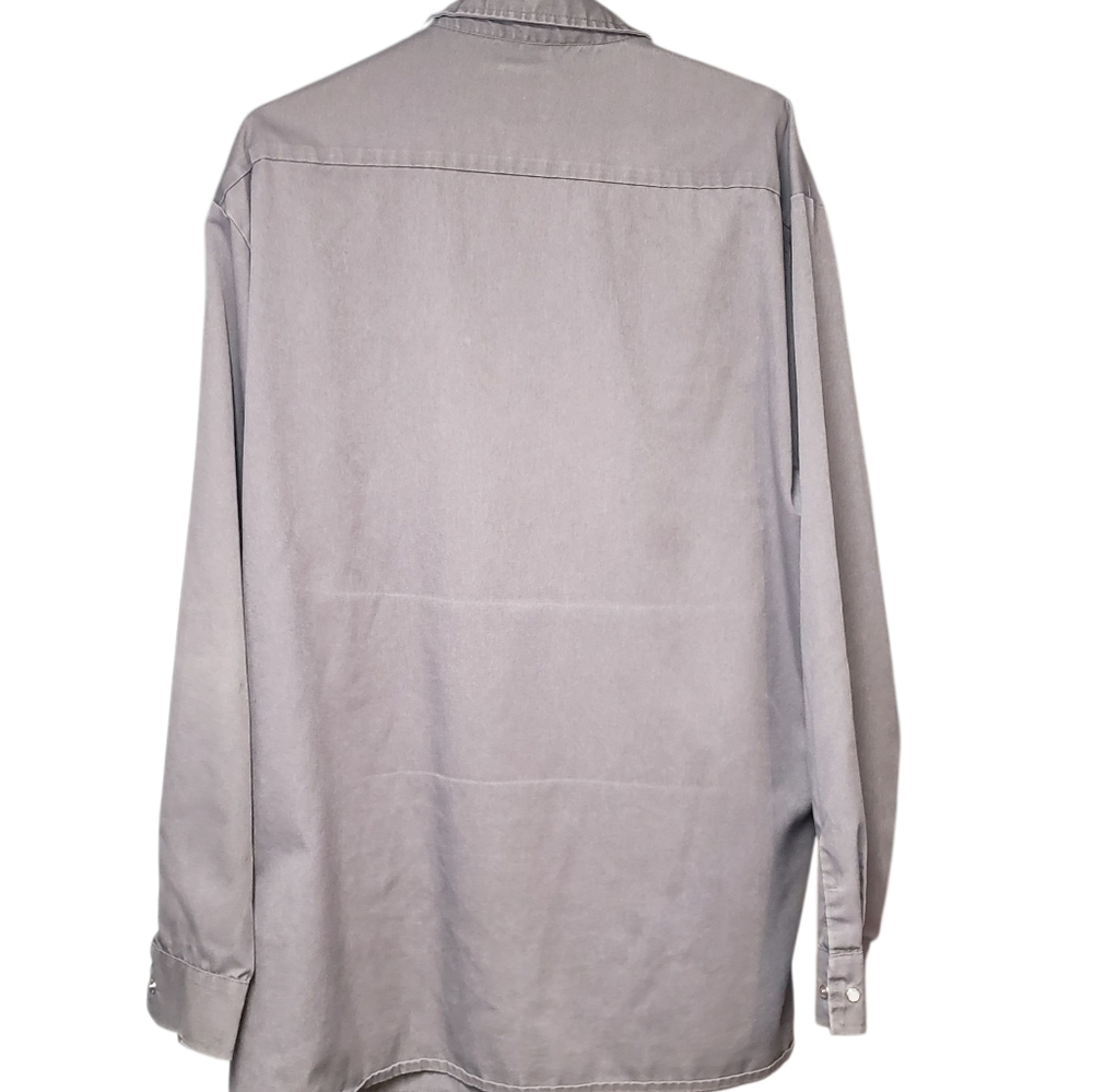 Big Bill Grey Pearl Snap Work Shirt Distressed Grunge Streetwear Blokecore - Picture 2 of 12